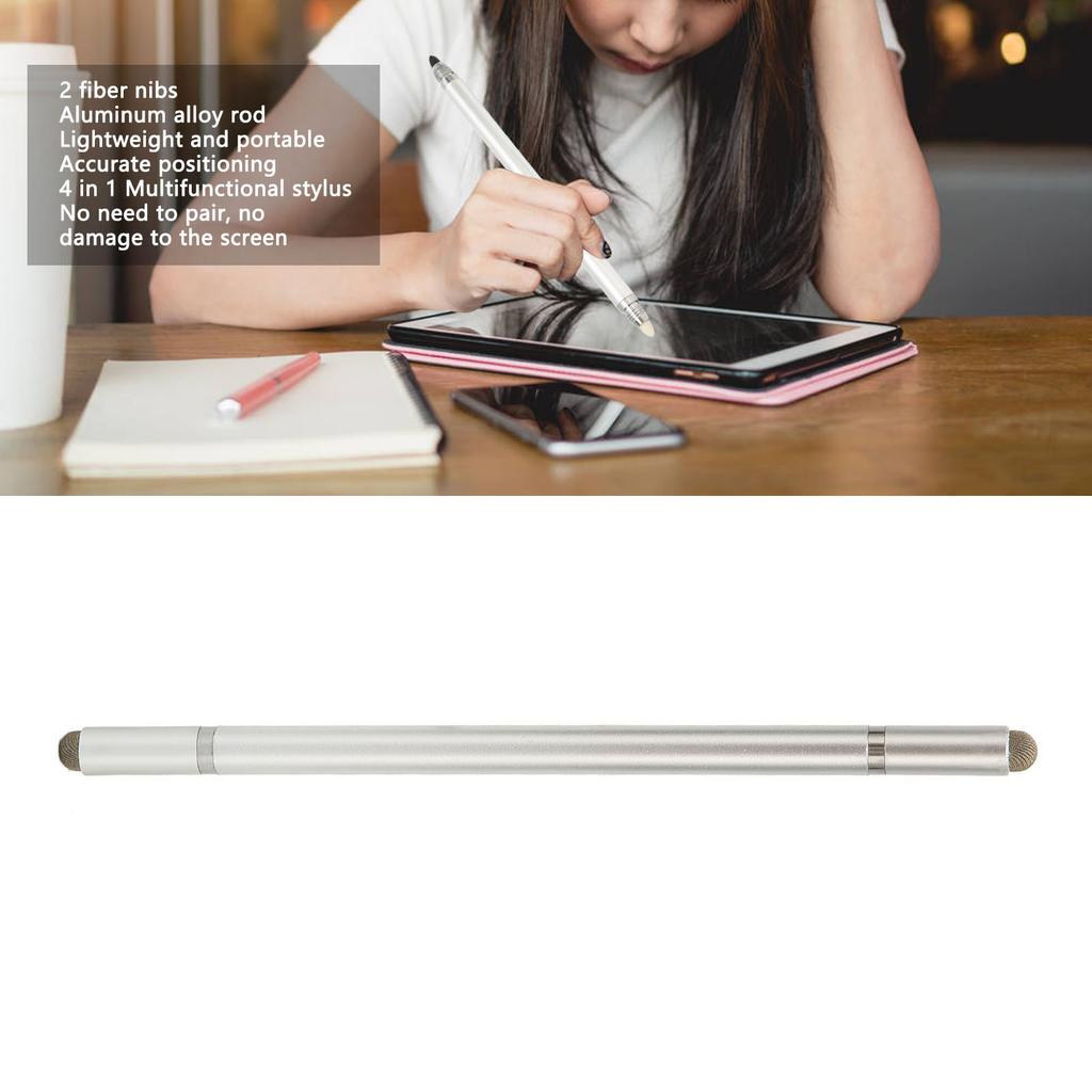 Black   Pen 4 in 1 Multifunctional Accurate Positioning Capacitive   with 2   Nibs for Mobile Phone Tablets