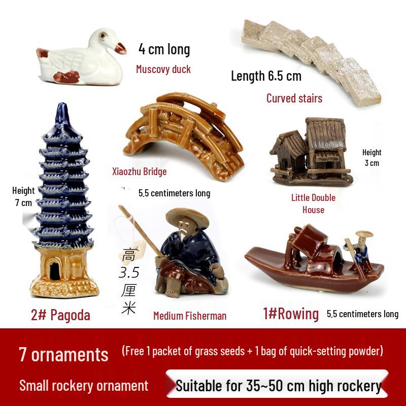 Rocalla de Piedra de Montaña Cerámica para Estanques de Peces, Decoraciones de Bonsái - Adornos de Paisaje para Patio.