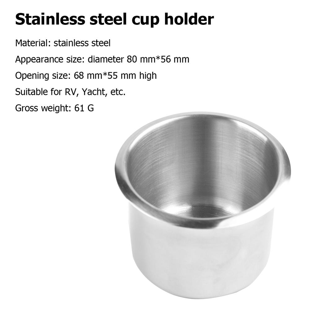 Stainless Steel 68mm Hole Cup Holder 55mm Height RV Camper Marine Boat Vehicle Drinking Holder for Car Truck Limo Modification