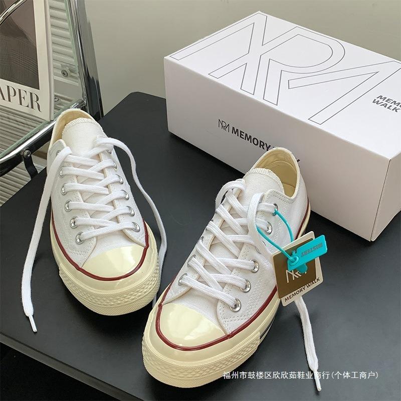 S white low-top canvas shoes men's retro women's shoes pointed student board shoes classic trendy shoes