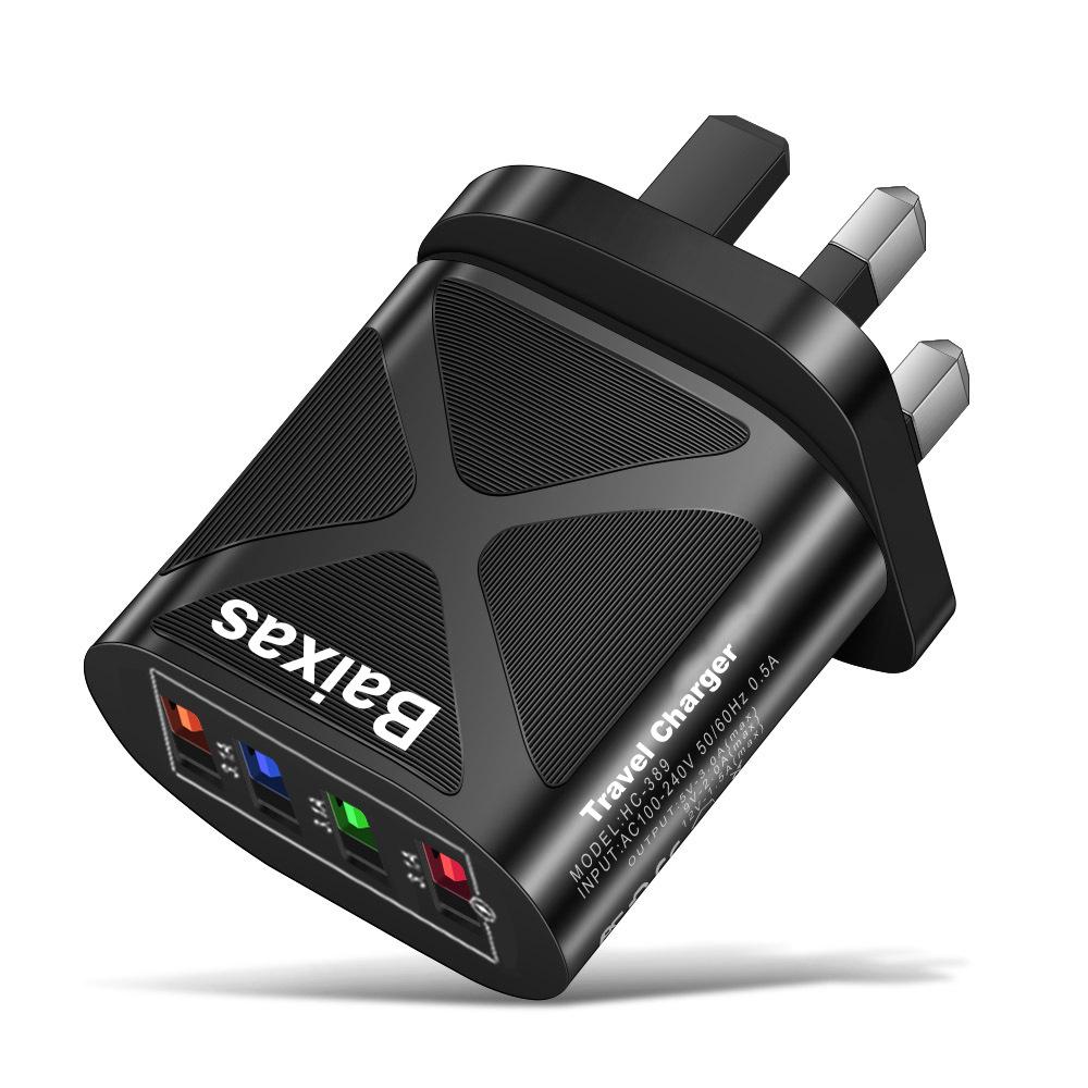 4-Port USB Travel Charger 5V/2.4A Fast Charge - AU/EU/UK/US Plug