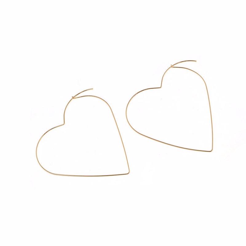 Heart Shaped Large Earrings Round Circle Earrings Gold Zinc Alloy Personalized Nightclub Earrings