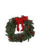 Artificial Xmas Wreath with String Light PVC Lighted Red Bow Pine Cones Xmas Front Door Wreath Ornament for Holiday