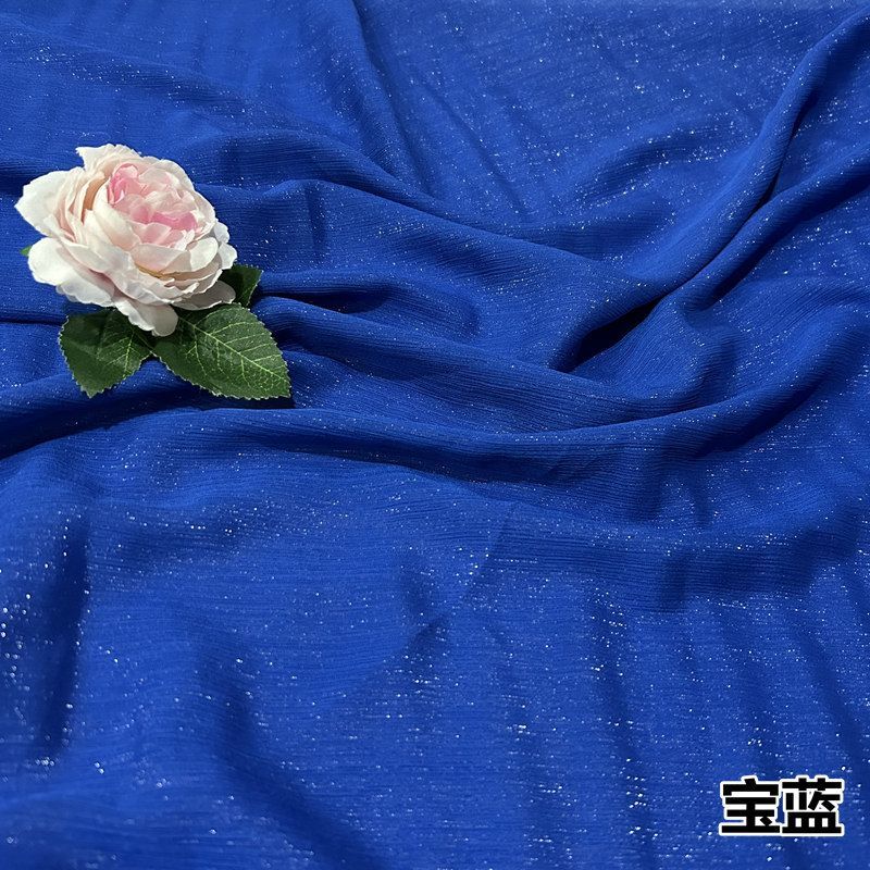 Shiny Silver Wire Crinkle Chiffon Fabric Plain By The Meter for Clothes Hanfu Dress Shirt Diy Sewing Cloth Soft Breathable Black