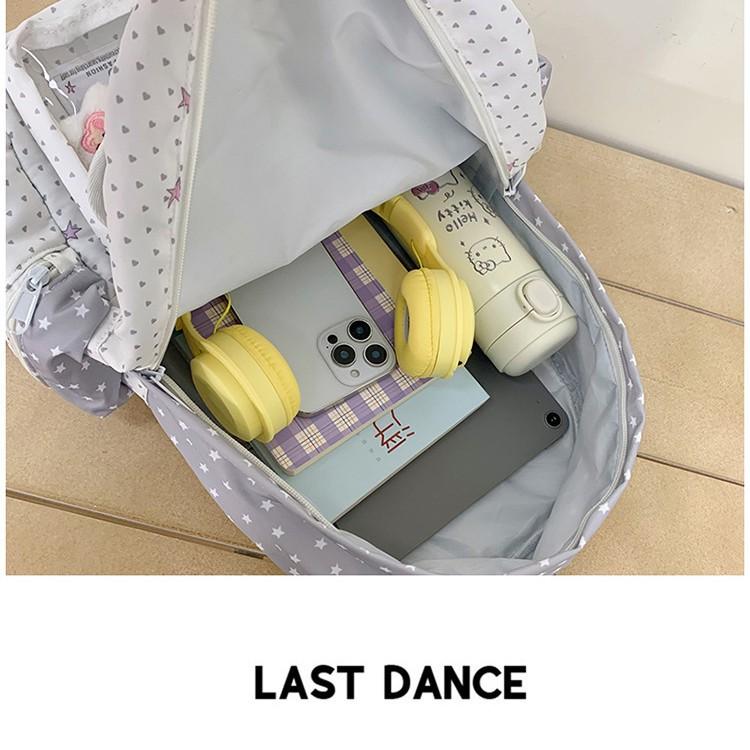 Schoolbag Polka Dot Pain Bag Backpack Girl Japanese Niche Contrasting Color Student Backpack Bar Badge Display Bag Travel Cute