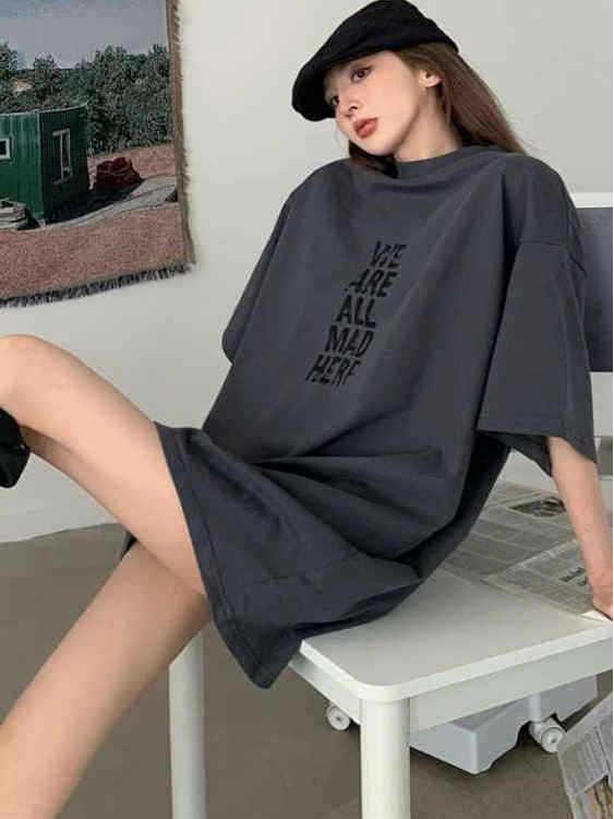 Plus Size Korean Style Loose Fit Summer T-Shirt for Women