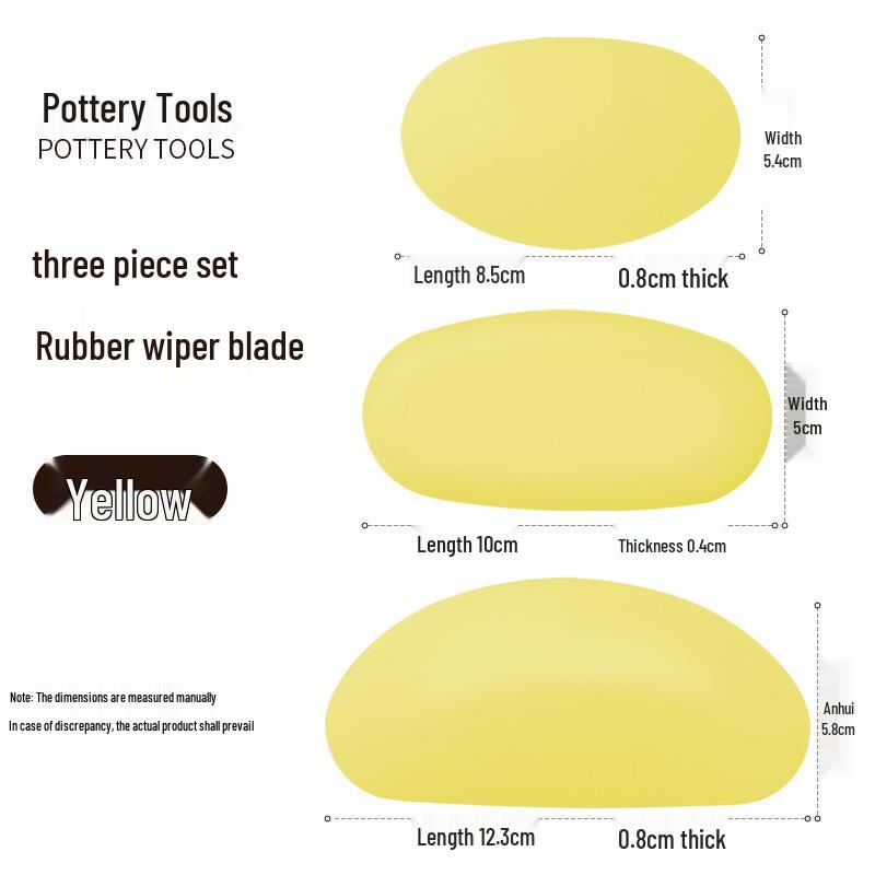 3-Piece Oval Silicone Scraper Set for Pottery, Sculpture, and DIY Art.