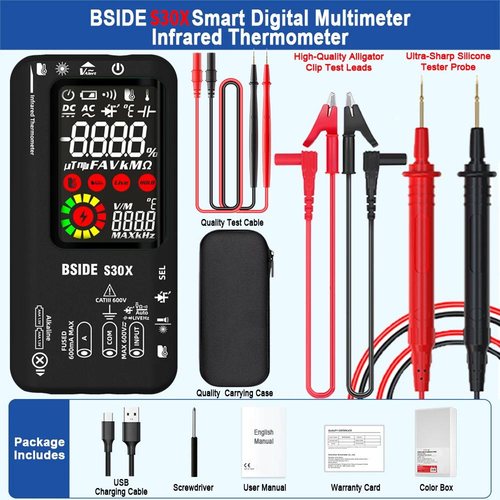 Multimètre Numérique Intelligent BSIDE S30 15V Diode Thermomètre Infrarouge Tension Courant AC DC Rechargeable Testeur Électronique Professionnel
