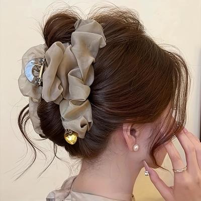 1PC Women's Hairpin, High-end Style, Shark Clip with Flowers