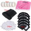 Conjunto de suministros de extensión de pestañas, microcepillo, cinta, anillo de pegamento, parches para ojos, varillas para rímel desechables, aplicador, herramienta para pestañas