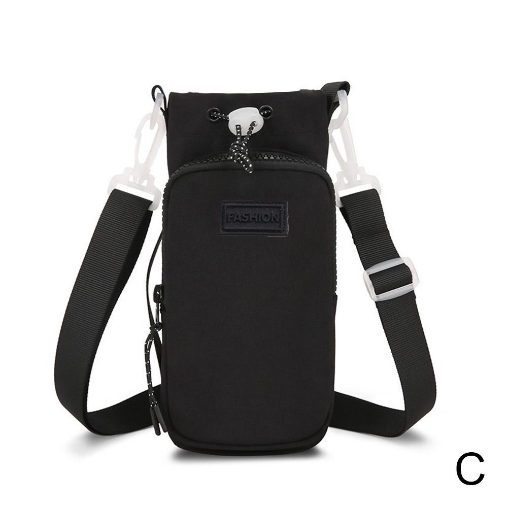High-end Shoulder Strap Water Bottle Carrier Bag Front Opening Bottle Holder Adjustable Large P S7E6