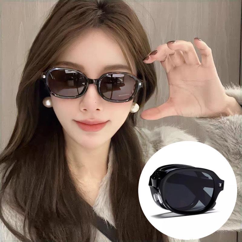 Foldable Retro Oval Sunglasses: Trendy Korean Style