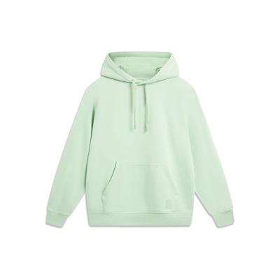 Li Ning Seria Kolorów Chiny Solidna Luźna Bluza z Kapturem Unisex bluzy Bambusowo-Zielona AWDT963-1