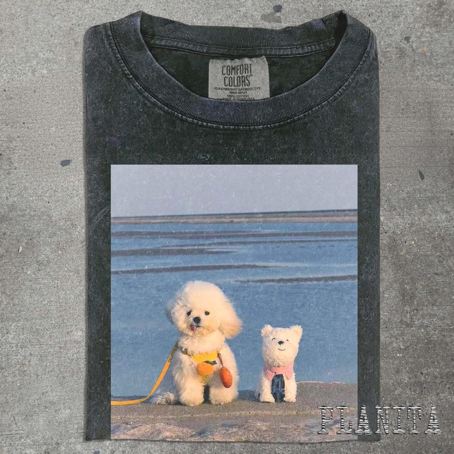 Two Small Dogs at the Beach T-Shirt | Cute Poodles Seaside Graphic 2XL