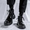 Fashion Men's Black Biker Boots 2024Hot Sale British  Designer Luxury Shoes Men Fashion Casual  Lace-up Boots Thick Sole High Top Shoes
