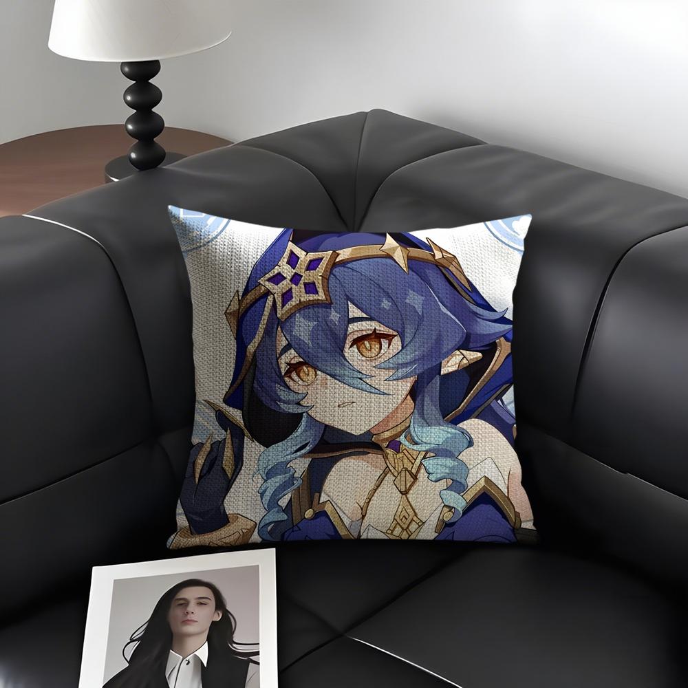 Layla Genshin Impact Cute Cushion Cover Natural Linen Organic Fabric Double-Sided Printing Sofa Home Decor Gift Pillow Case