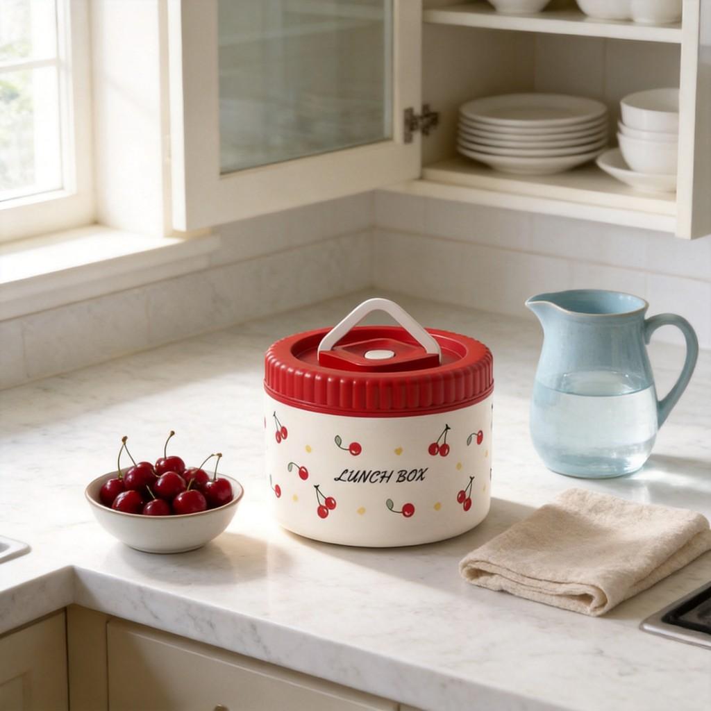 Fairy Cherry Pattern Food Container With Leakproof Sealing For School And Workplace
