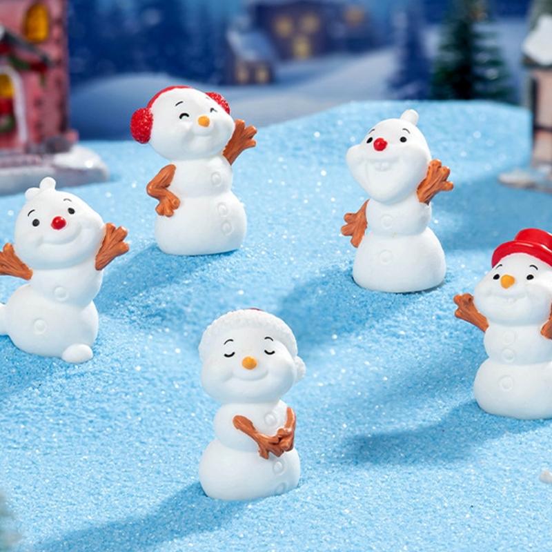 5Pcs Miniature Resin Snowman Figurine Festival Ornament Christmas Tree Decoration For Tabletop Mantels Wreath Display Y5GB