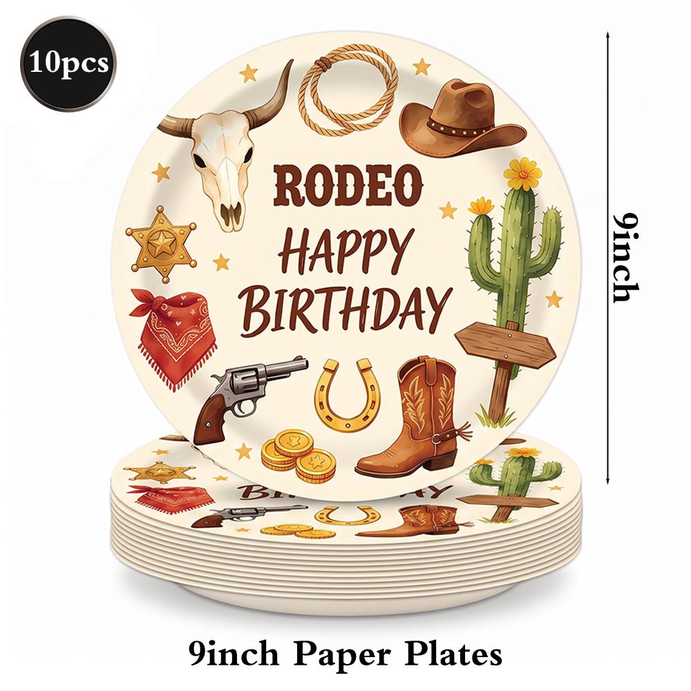 Rodeo Theme Birthday Party Decor Tableware Set Paper Plates Cup Napkins Tablecloth Wild West Cowboy Cowgirl Rodeo Party Supplies