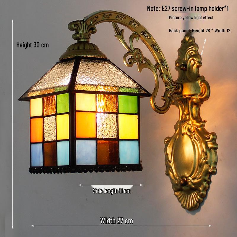 Retro European Tiffany-Style Wall Lamp for Bedroom, Hallway, or Bathroom Mirror