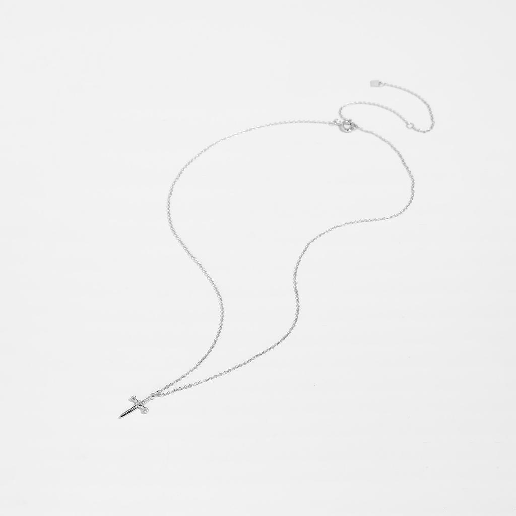 Neuer Sterling Silber Gold Schwert Kleiner Anhänger Lange Kette Halskette Schlicht Hochzeit Rock Punk Dünner Schmuck Geschenk
