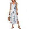 Women's Summer Long Dress, Sleeveless With Side Slits, Long Floral Printed Camisole Dress