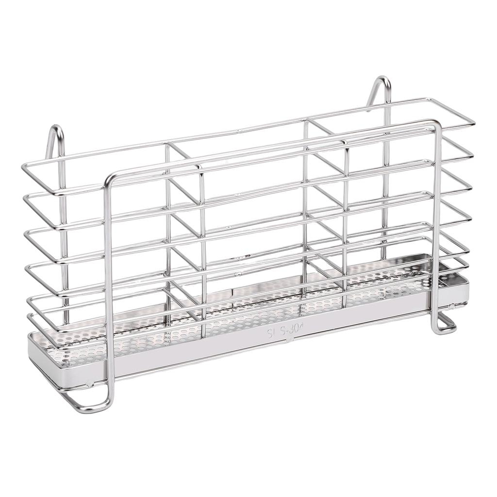 Abtropfgestell für Küchenutensilien mit Haken 3 Fächer 304 Edelstahl Abtropfkorb für Essstäbchen Gabeln