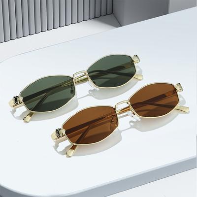 1/2pcs Small Square Metal Sunglasses Women Steampunk Leopard Decoration Multi Color Sun Glasses Fashion Eyewear