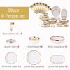 Funoble 29PCS 4/6 Person Use Tableware Dishes Set Ceramic Food Plate Bowl Set White Porcelain Dinnerware Set Dish for Restaurant Hotel