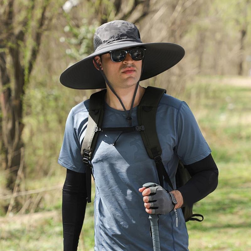 Fishing Hat for Adult with USB Cooling Fan Solar Powered Fan Hat Waterproof Sun Protective Hat for Outdoor Activity