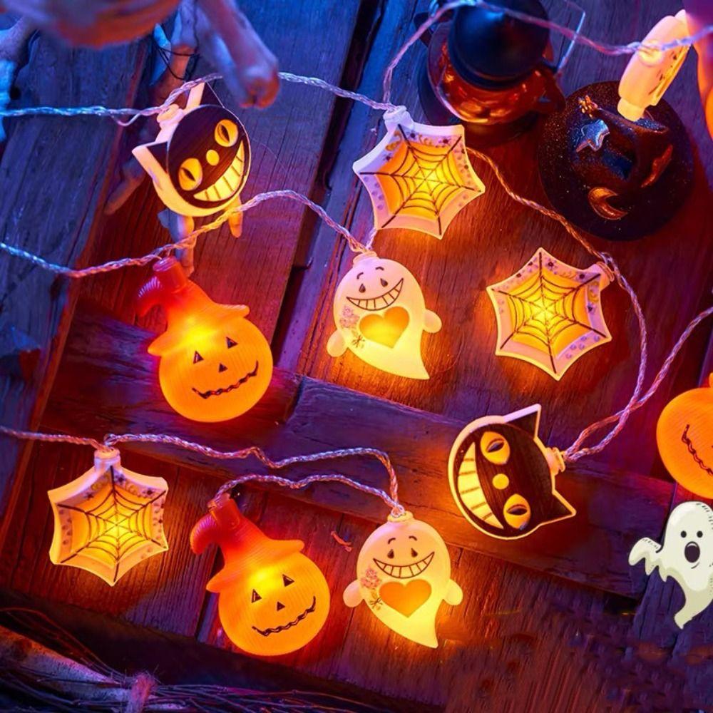Pumpkin Ghost Lamp String 10/20Lights Halloween Party Props Atmosphere Lamp Light  Haunted House