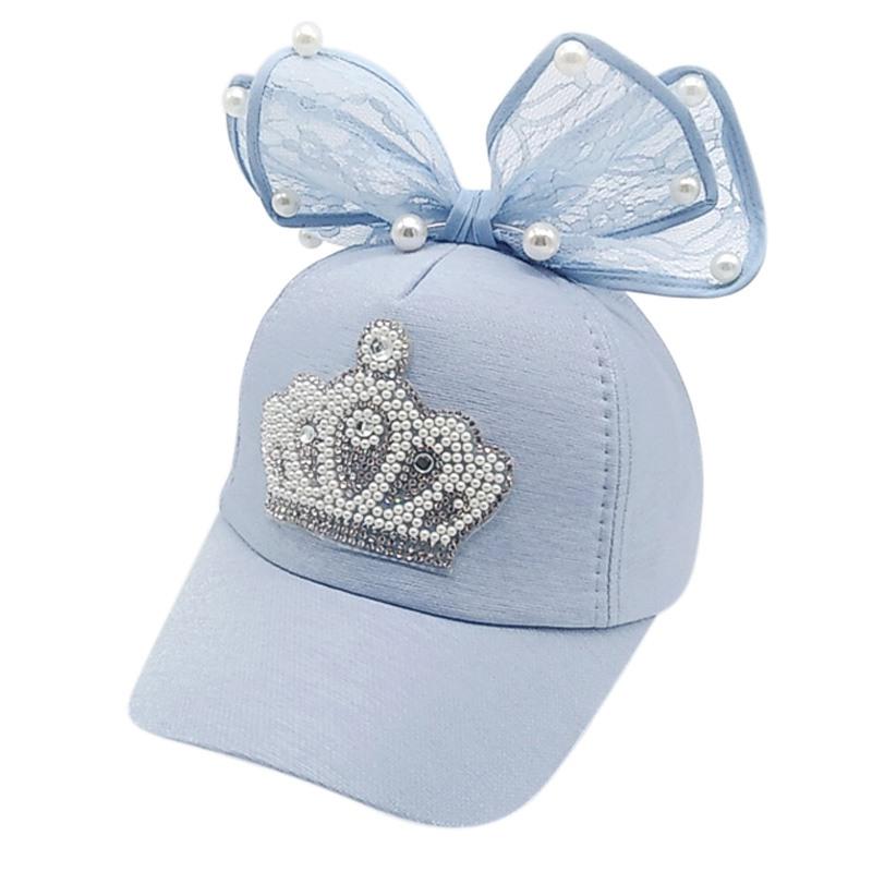 Verstellbare Mütze für Kinder, für Babys und Mädchen, lässig, Outdoor, mit Perlenkronenmuster, Baseballkappe, atmungsaktive Visierhüte