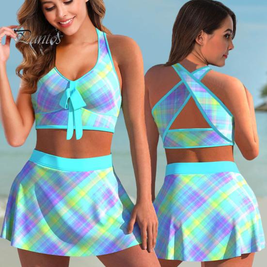 

2 шт. / Комплект Новинка Мягкий Купальный Костюм Без Рукавов Абстрактная Печать Высокая Талия Летняя Одежда Для Купания Воды T