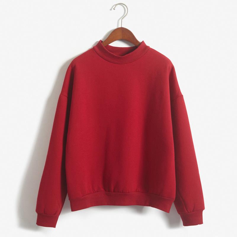 Nine-Color Korean Style Women's Winter Stand Collar Thick Pullover Sweatshirt