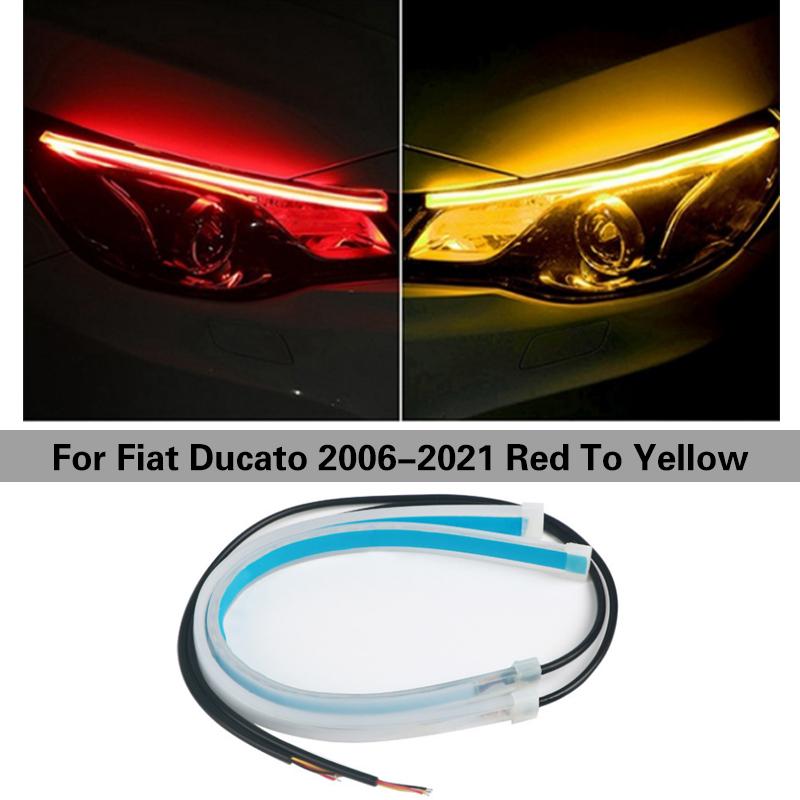 For Fiat Ducato 2006-2021 Headlamp Light Guide Strip Scan LED Running Light Car Decorative Light Streamer Turn Signal Light 12V 30cm 2pcs