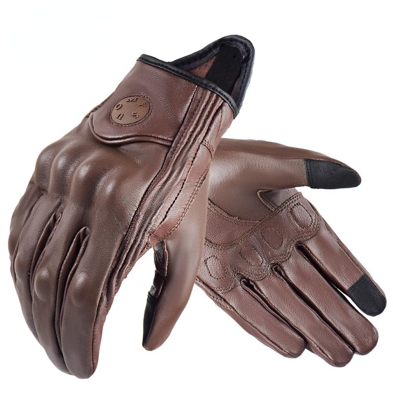 Goatskin Motorcycle Gloves Summer Men's Brown Vintage Leather Motorcycle Motocross Gloves Women's Motorcycle Hand Gloves