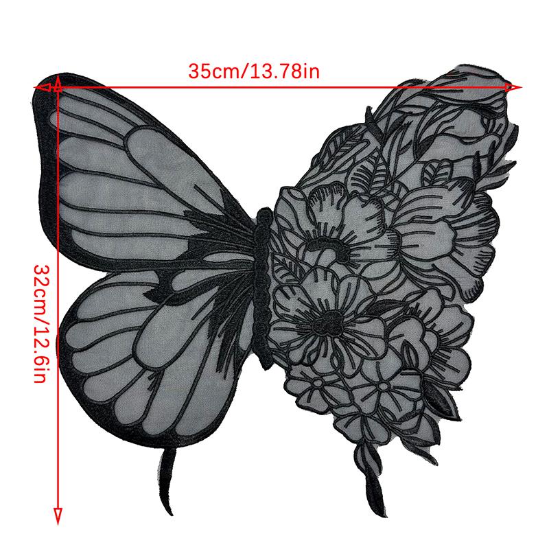 Grandes Appliqués Brodés Papillons Pour Vêtements Patchs Tissu Dentelle Accessoires Pour Robe de Mariée Demoiselle d'honneur Décor DIY
