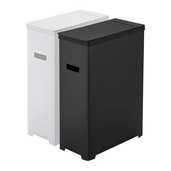 Trash Can, Trash Can with Slim Lid, Tower, Black x White, Set of 2, Cuttable Trash Can, Dust Box, Trash Can, 35L, Garbage Bag, Compatible with 45L