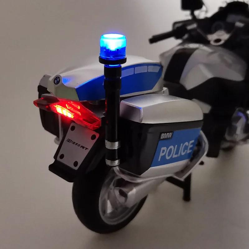 1/12 BMW R1250RT-P Police Simulation Alloy Motorcycle Model Shock Absorbers Sound and Light Collection Toy Car Kid Gift