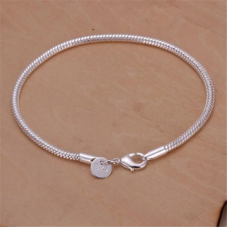 925 Silver Chain Exquisite Twisted Bracelet Fashion Charm Chain Women Men Solid Wedding Cute Simple Models Jewelry