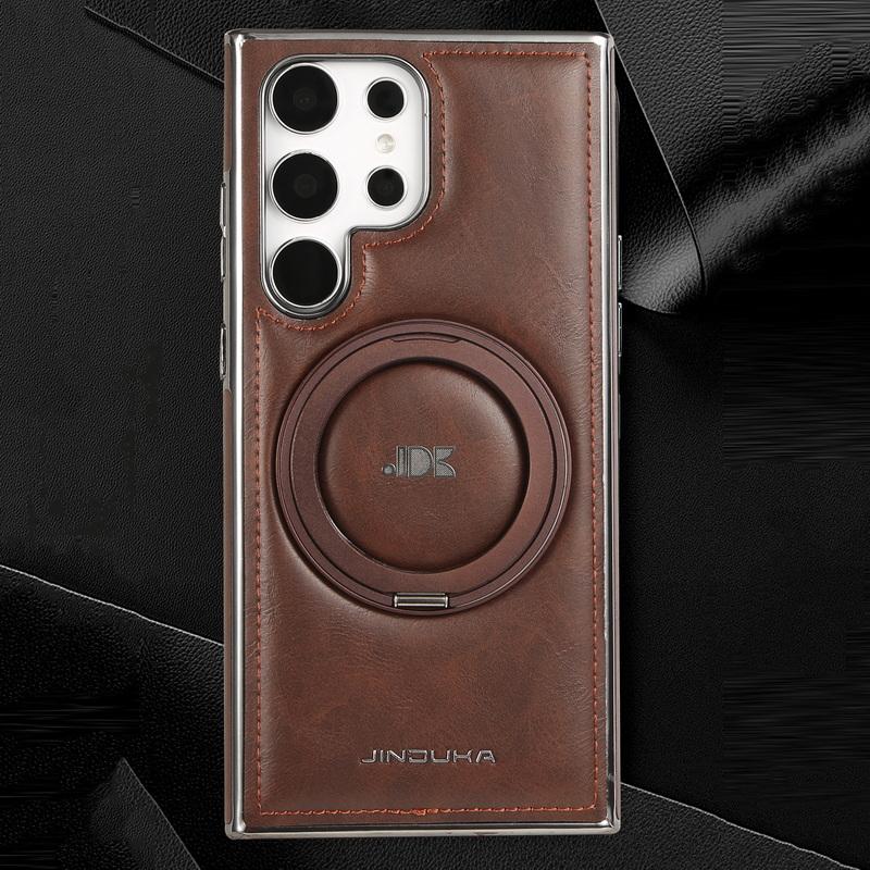 Obchodní kožené pouzdro s magnetickým otočným držákem pro Samsung Galaxy S24 Plus S23 S22 Ultra pro MagSafe Luxusní ochrana objektivu Nárazuvzdorný kryt telefonu