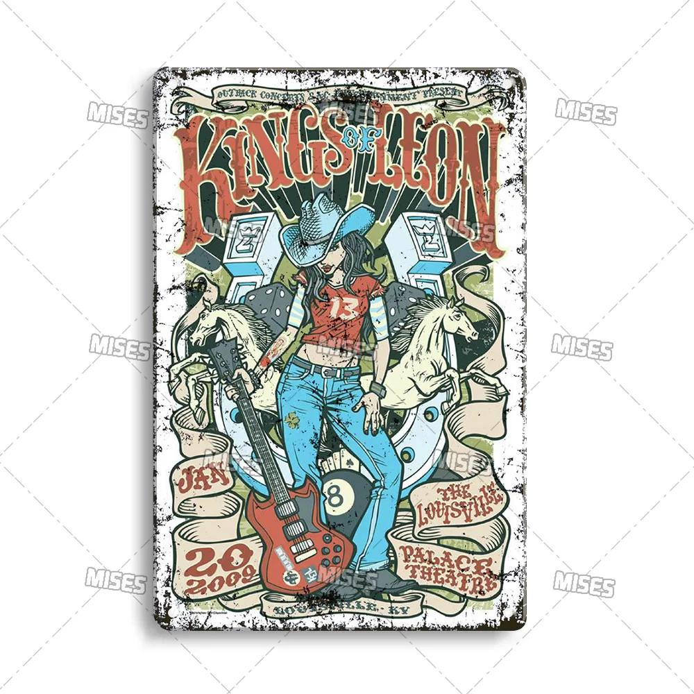 MISES ROCK Wanddekoratives Poster Metall Blechschild Musik Metallplakette Rostiges Band Metallschild Man Cave Zuhause Küche Industrielle Dekoration