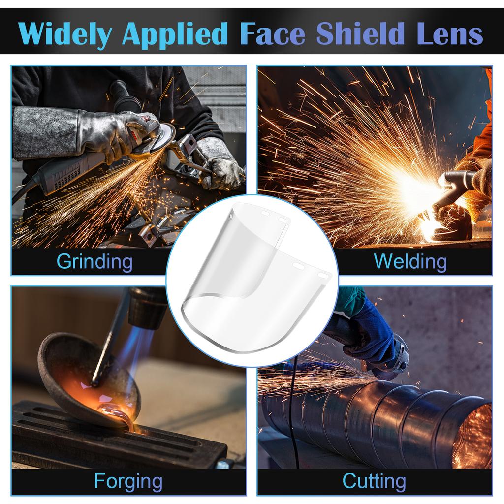 Wwmily 2 Pcs Face Shield Replacement Lens 15.5X8 Inch Clear Full Face Visor Protective Safety Helmet Shield For Welding Grinding
