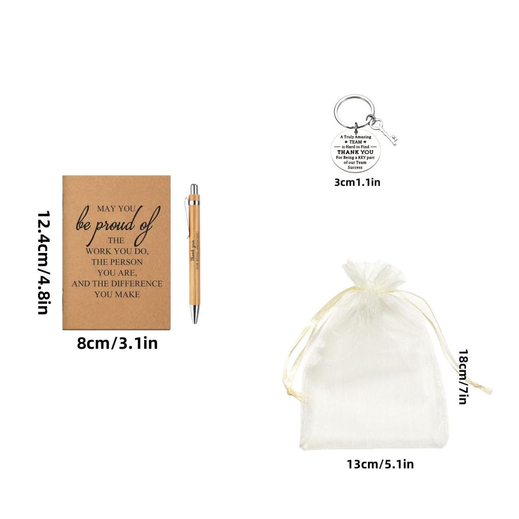1Sets Employee Appreciation Gifts Bulk Christmas Thank You Notebooks Inspirational Bamboo Pens Keychains for Coworker Nurse