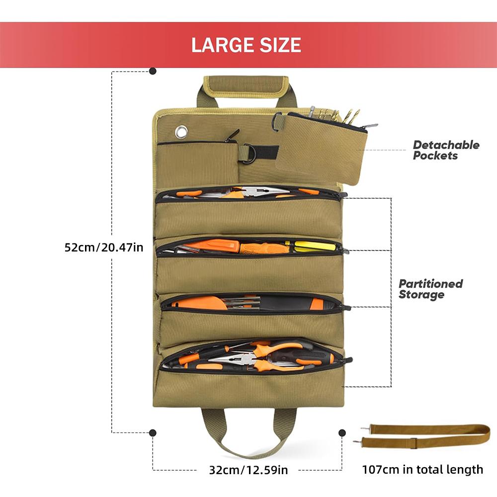 Multi-Purpose Hardware Tool Bag Multi Pocket Electrician Hardware Tools Portable Tool Organizer Rolled Bag Small Tools Organizer