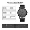 [BUREI] Men's Stylish Simple Popular Waterproof Analog Arm Watch Brand Business Thin Quartz Black Gray Men's Watch