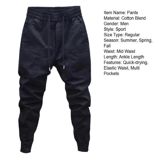 Pánské Cargo Kalhoty Volné Stahovací šňůrka na kotníky Pružný pas Jednobarevné Více kapes Fitness Streetwear Outdoor Cestování Sportovní kalhoty