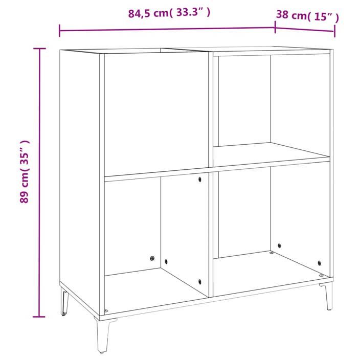 VidaXL Record Cabinet Concrete Grey 84.5x38x89 Cm Engineered Wood 832001