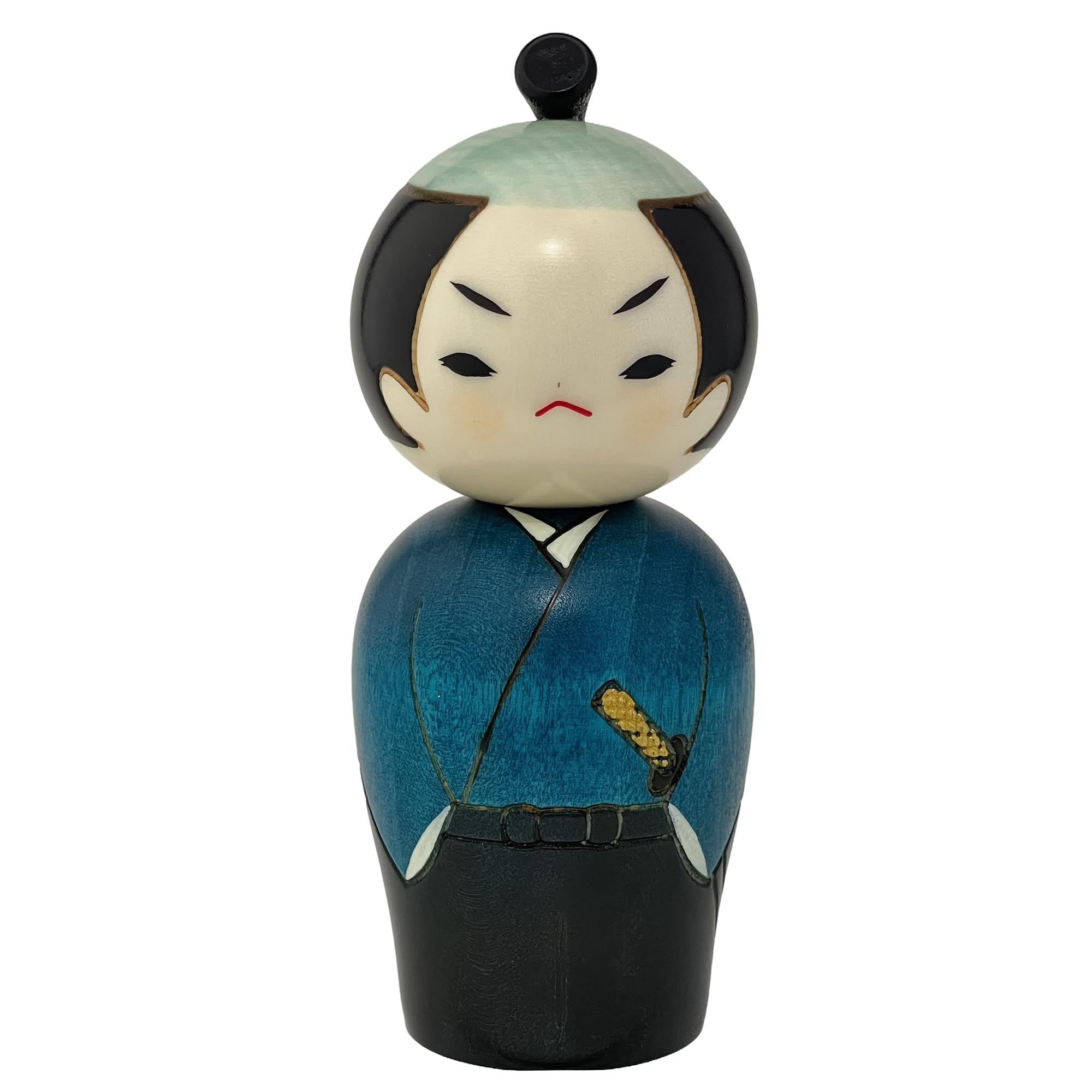 

Usaburo Kokeshi Made in Kokeshi Samurai Doll, Japan, (Height 13.5cm) 24-186 синий