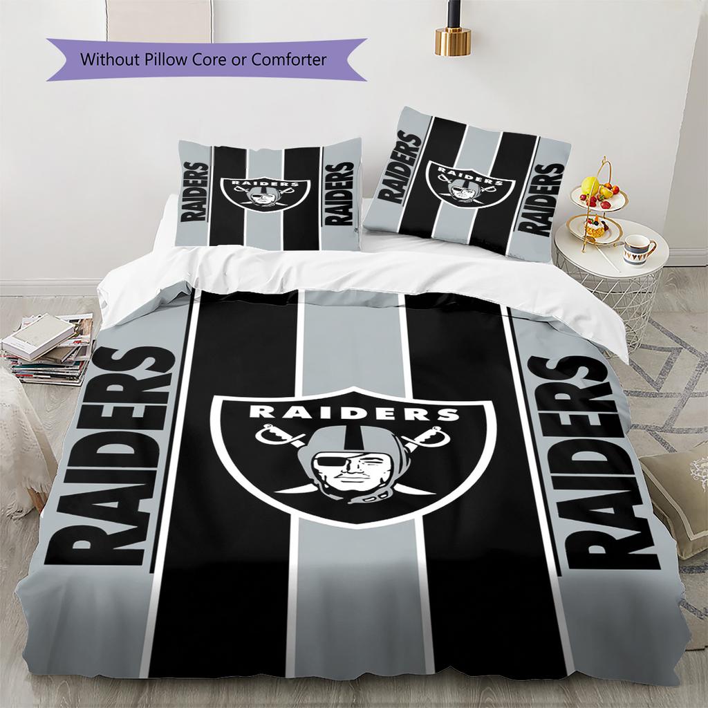 Las Vegas Raiders Pattern Bedding Set Quilt Cover Pillowcase Home Decor Gift (1 * duvet cover + 2 * pillowcase, without core)
